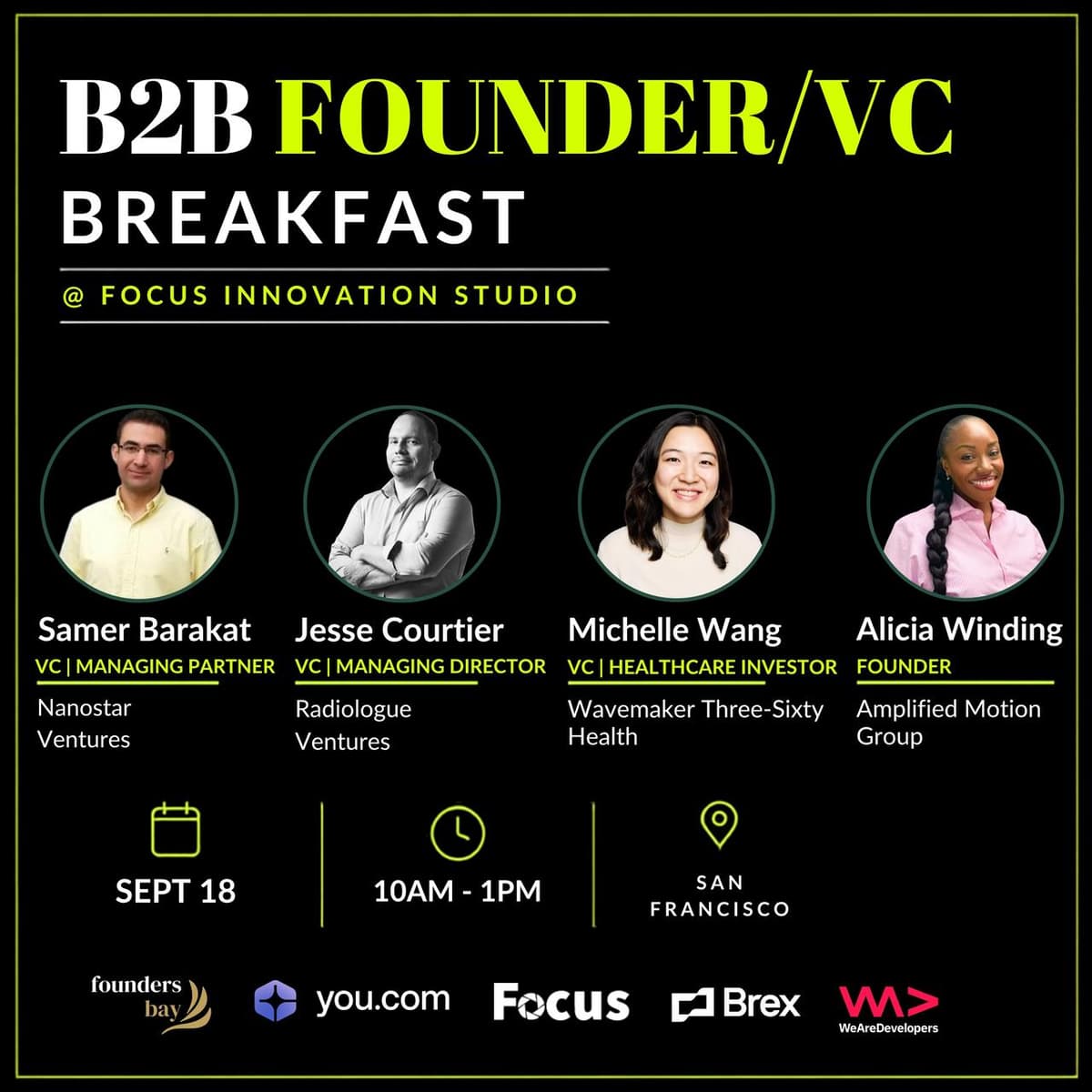 B2B Founder/VC Breakfast @ Focus Innovation Studio