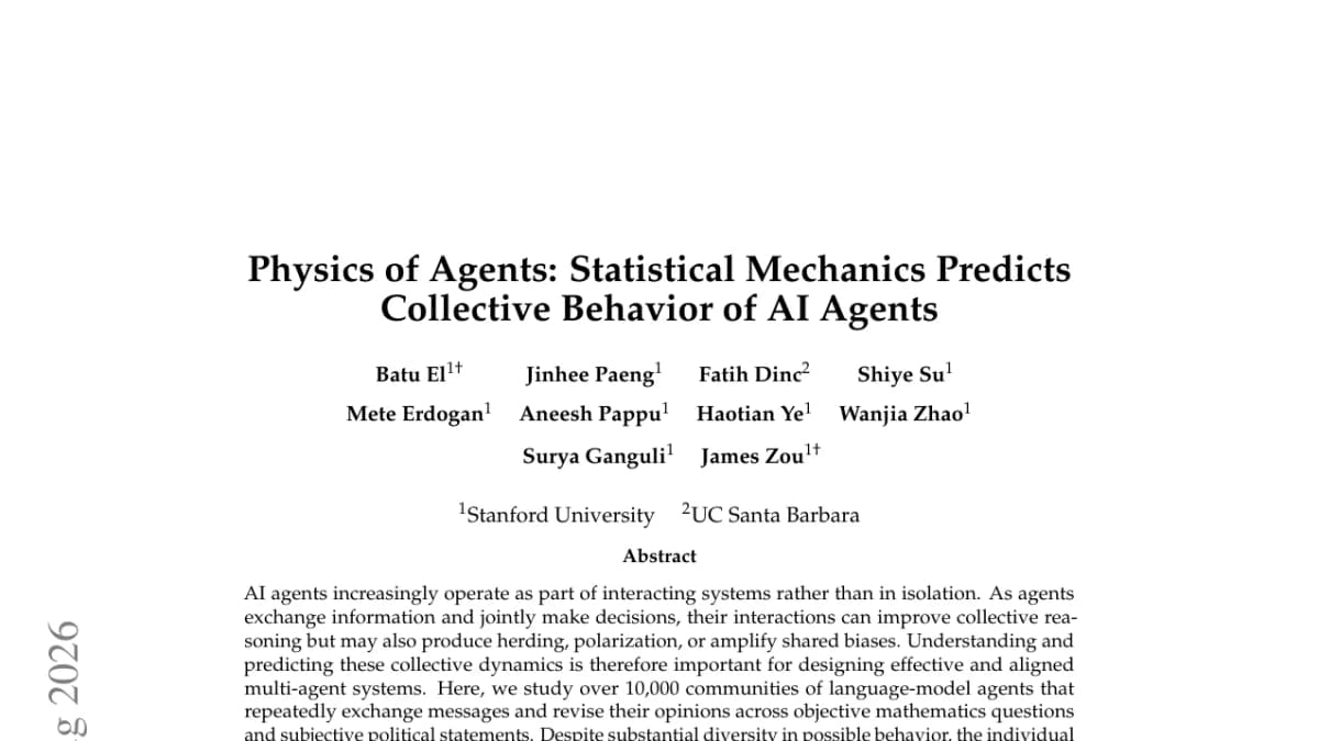 Physics of Agents: an Ising model predicts LLM swarms with 75-86% accuracy