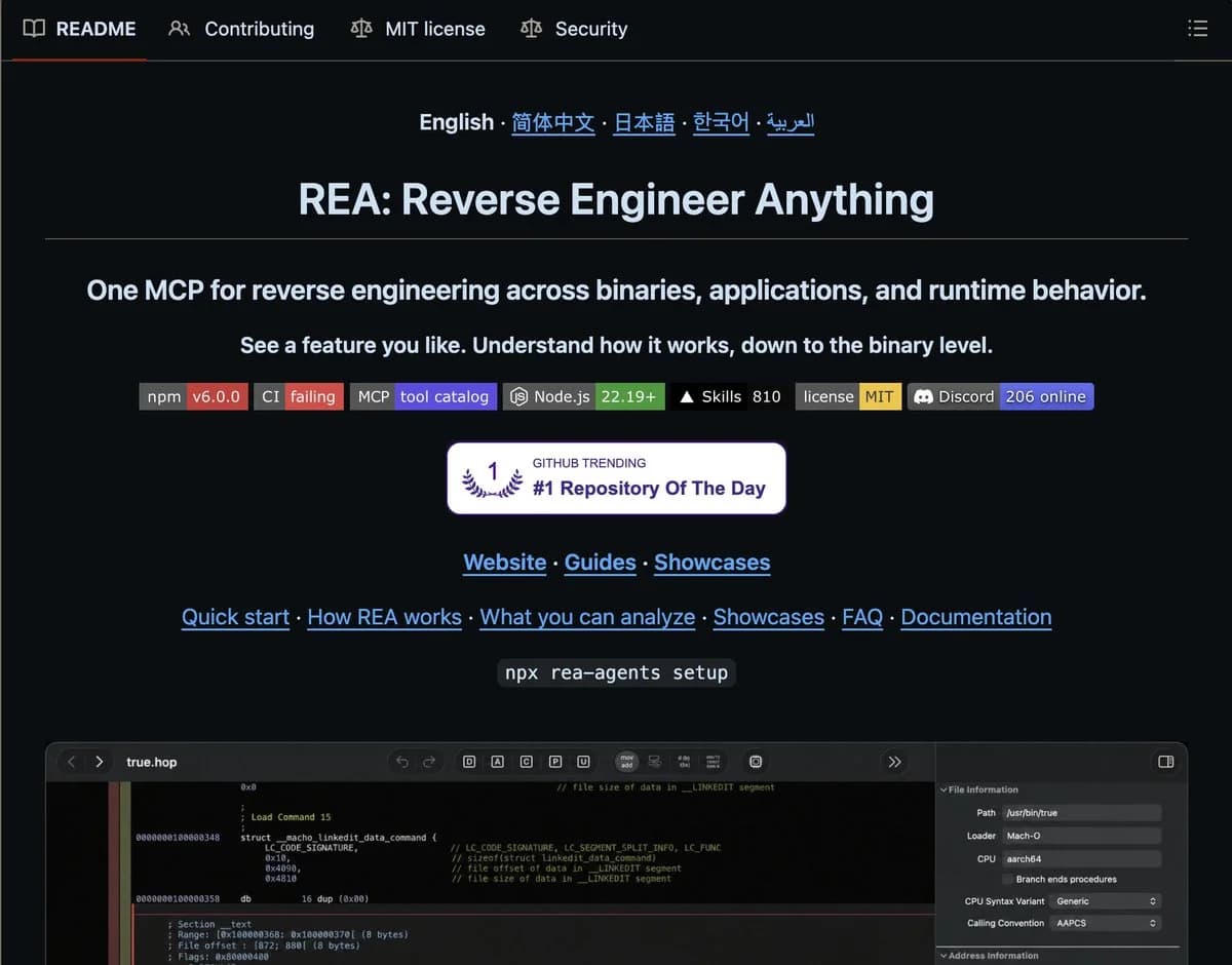 REA — Agents' tool to Reverse Engineering Anything