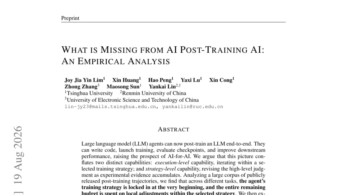 Agents that post-train AI revise their strategy 2% of the time