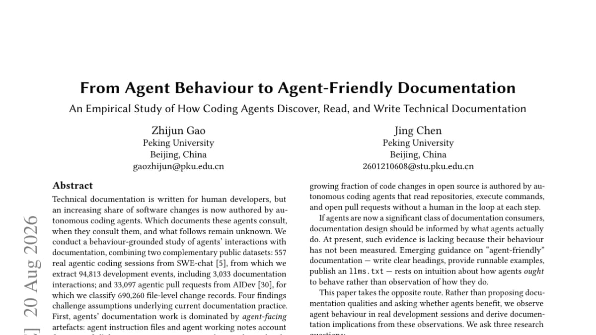 AGENTS.md and agent notes are 60.5% of what coding agents read, API docs 1.3%