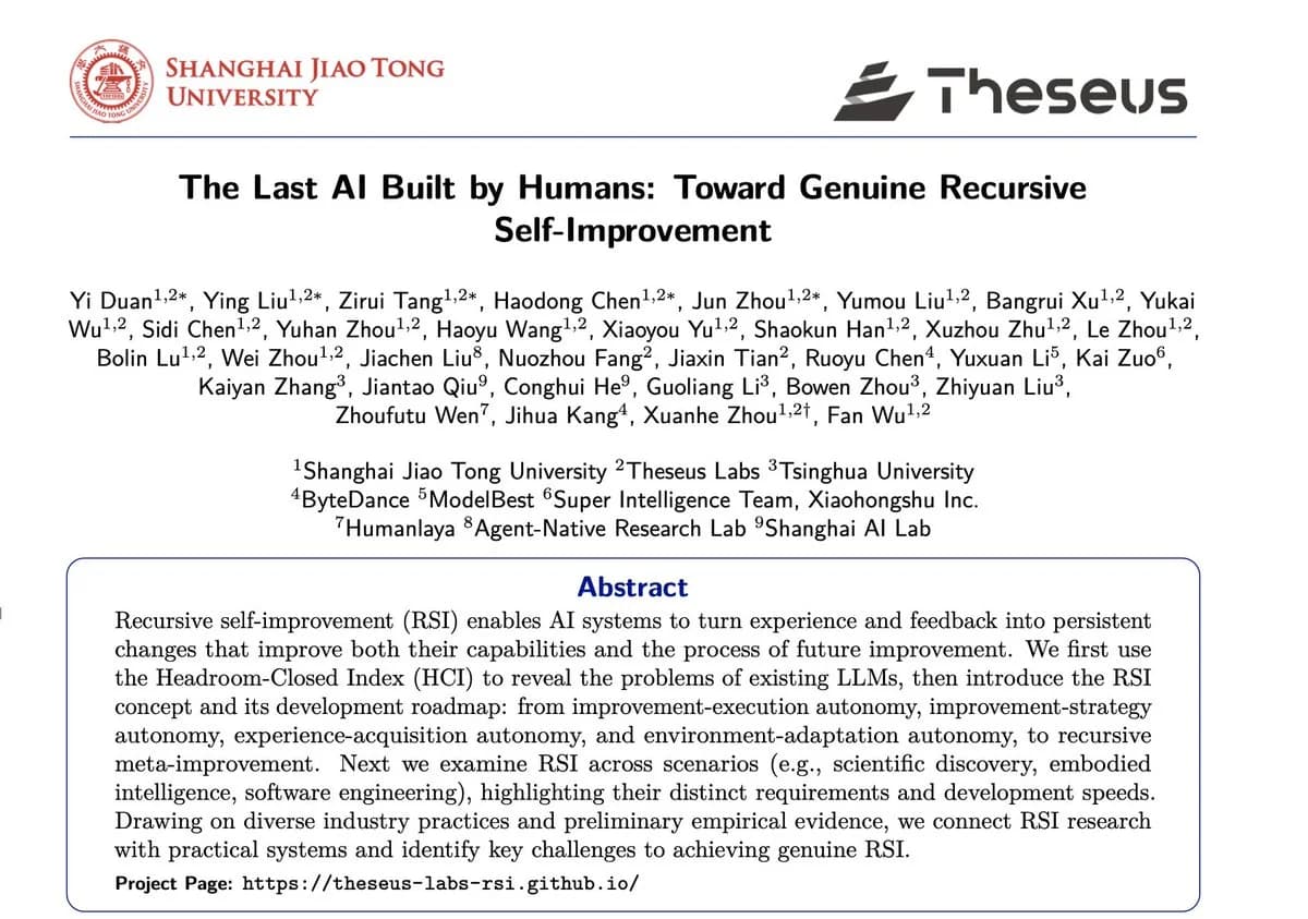 Chinese researchers publish a roadmap to recursive self-improvement
