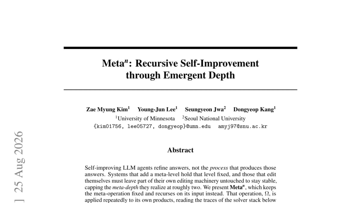 Meta^n stacks agent layers with a frozen improver and hits 0.331 on ARC-AGI-2