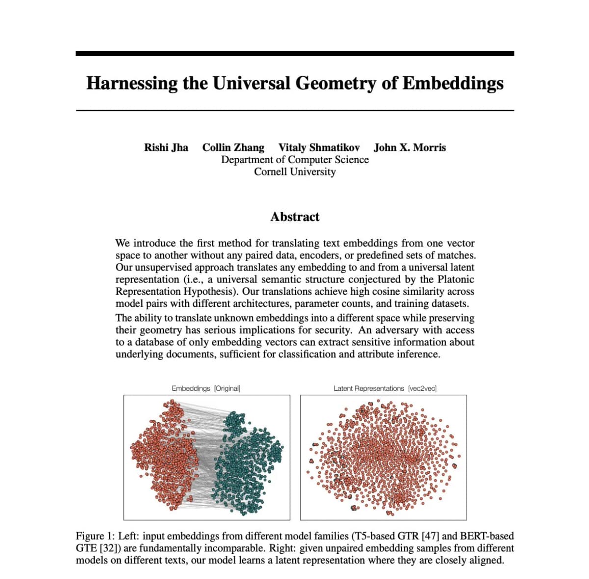 Cornell's vec2vec translates embeddings between models it has never seen